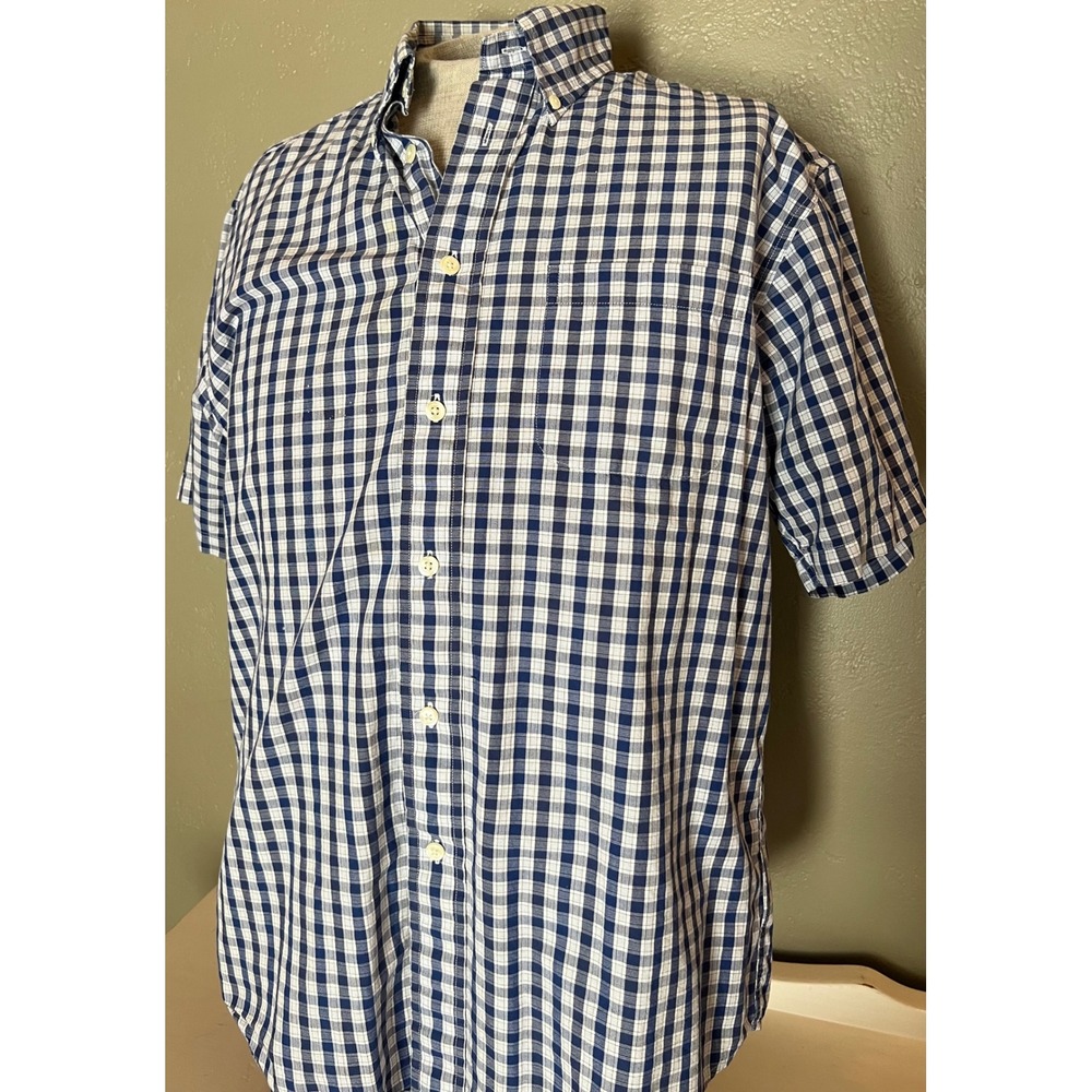 Brooks Brothers 346 Mens M Blue Gingham Check Short Sleeve Button Down Shirt